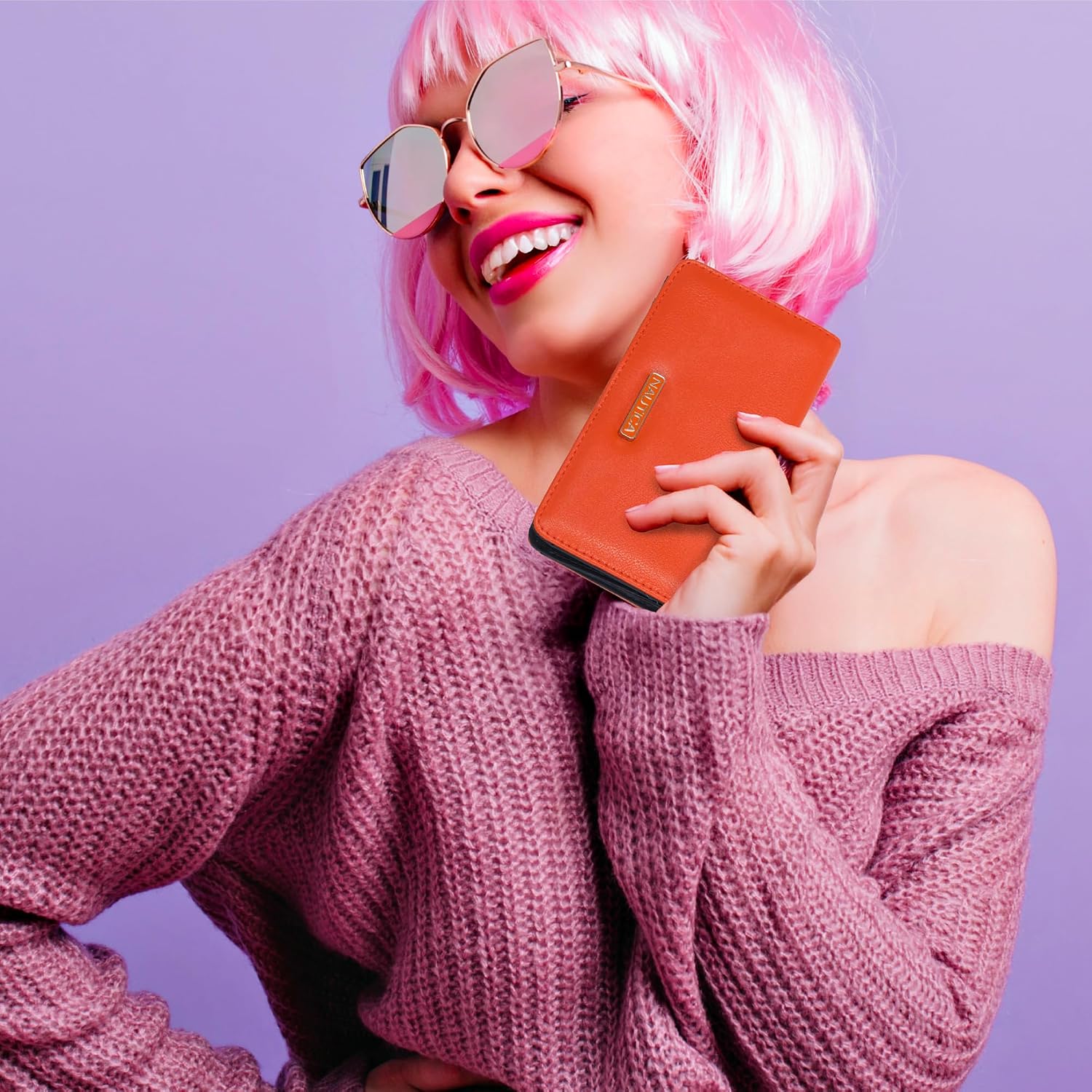 BILLETERA NAUTICA SEASIDE SLIM PARA MUJER CON BLOQUEO RFID CUERO VEGANO ÍNDIGO - 5