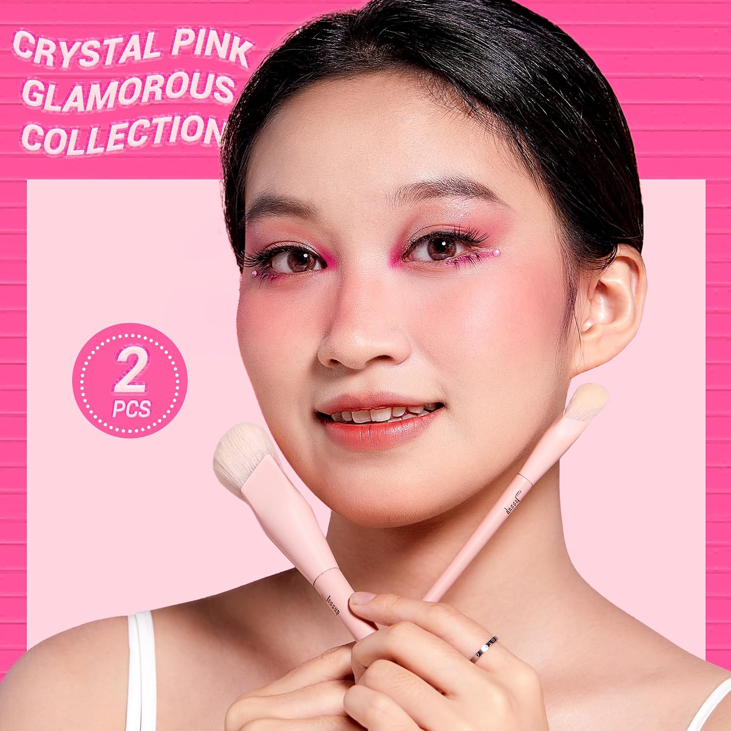 JUEGO DE BROCHAS JESSUP PARA BASE Y CORRECTOR T497 ROSA - 2