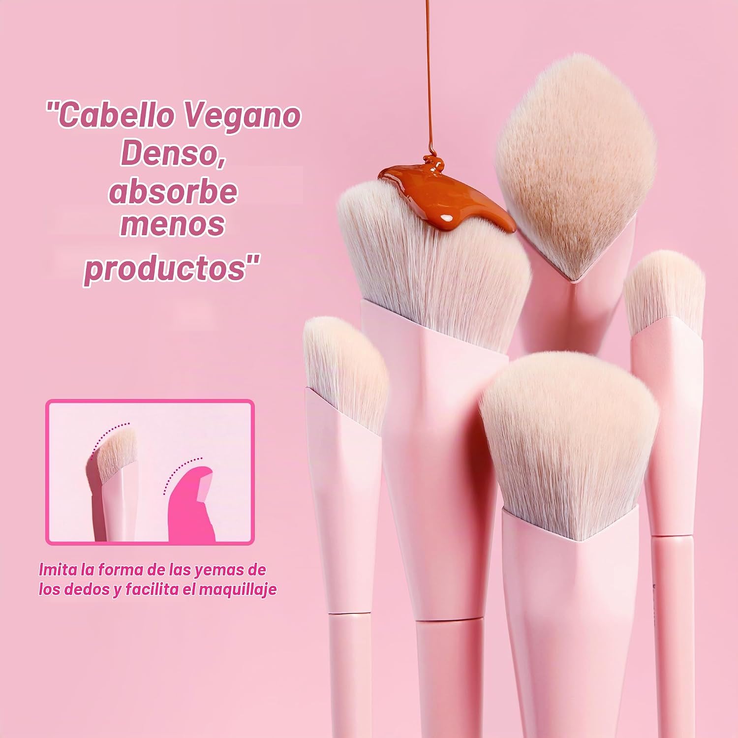 JUEGO DE BROCHAS JESSUP PARA BASE Y CORRECTOR T497 ROSA - 3