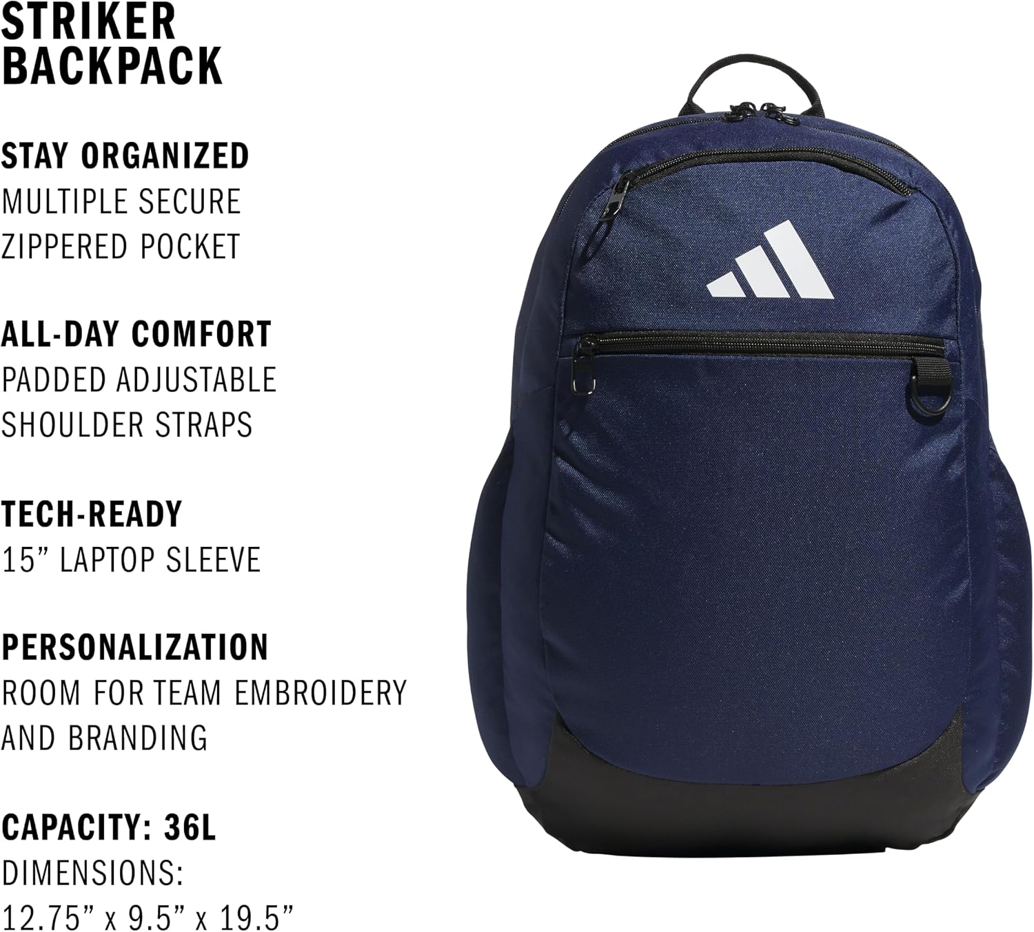 MOCHILA ADIDAS STRIKER SOCCER 36L PARA LAPTOP Y EQUIPO DEPORTIVO - 2