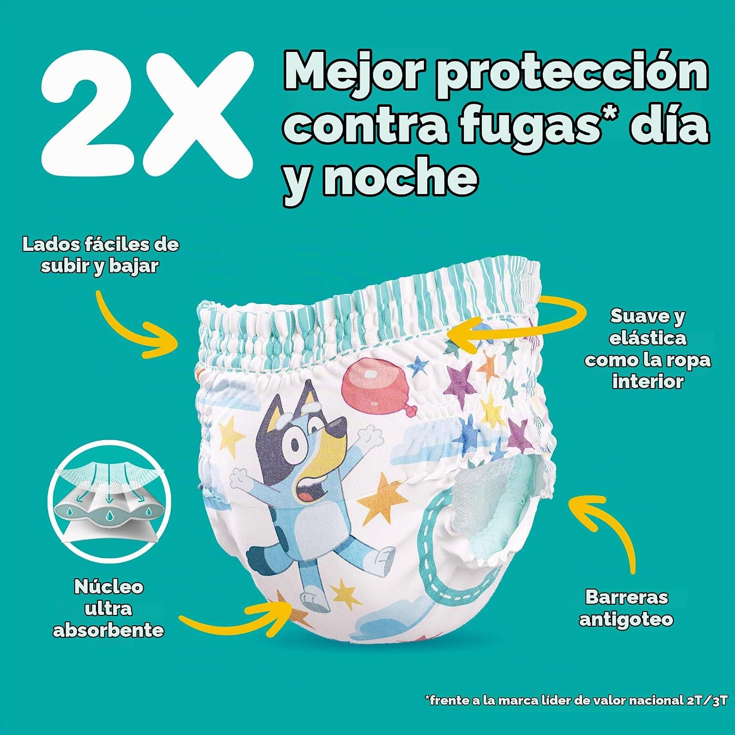 PAÑALES DE ENTRENAMIENTO PAMPERS EASY UPS BLUEY TALLA 8 (6T-7T) 40 UNIDADES - 3