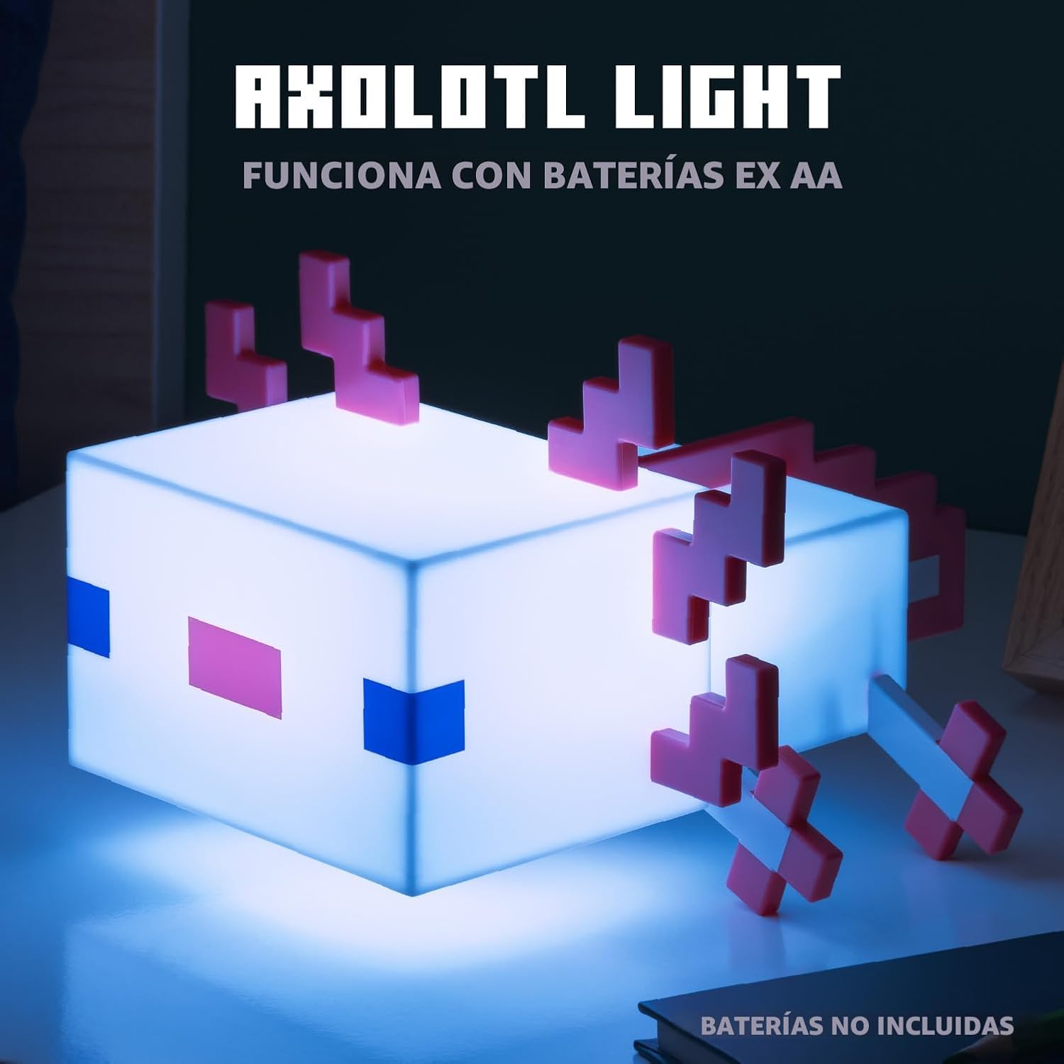 LÁMPARA DE MESA PALADONE MINECRAFT AXOLOTL LIGHT MULTICOLOR CON 5 MODOS DE LUZ - 4
