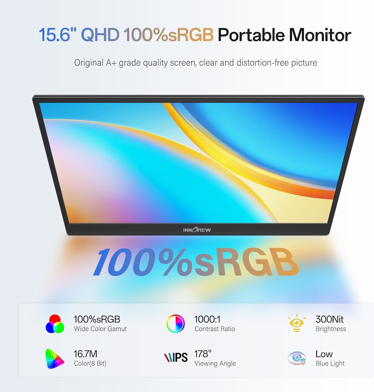 MONITOR PORTÁTIL INNOVIEW 15.6' QHD 2K USB-C HDMI - 2