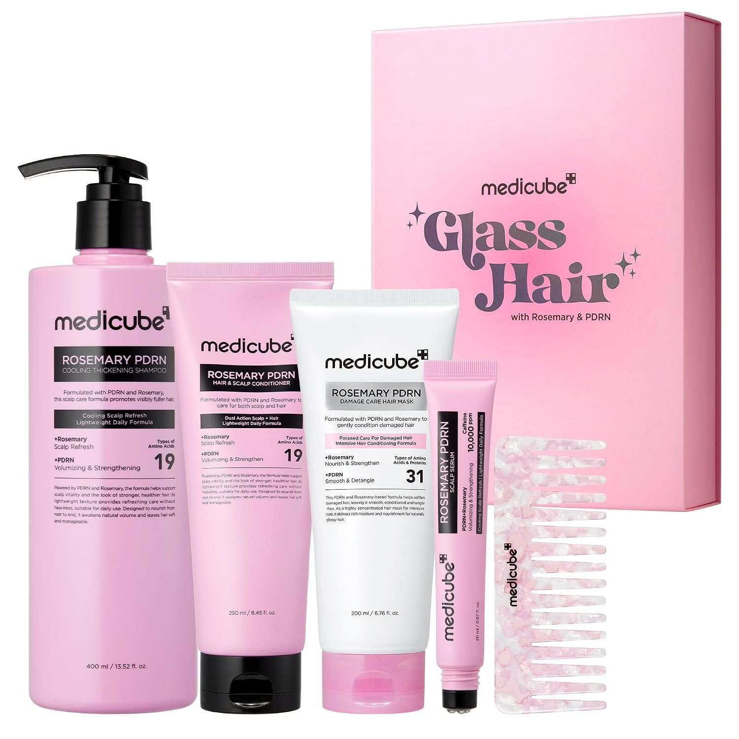 SET DE CAPILAR MEDICUBE ROSEMARY PDRN GLASS HAIR 5 PIEZAS - 1