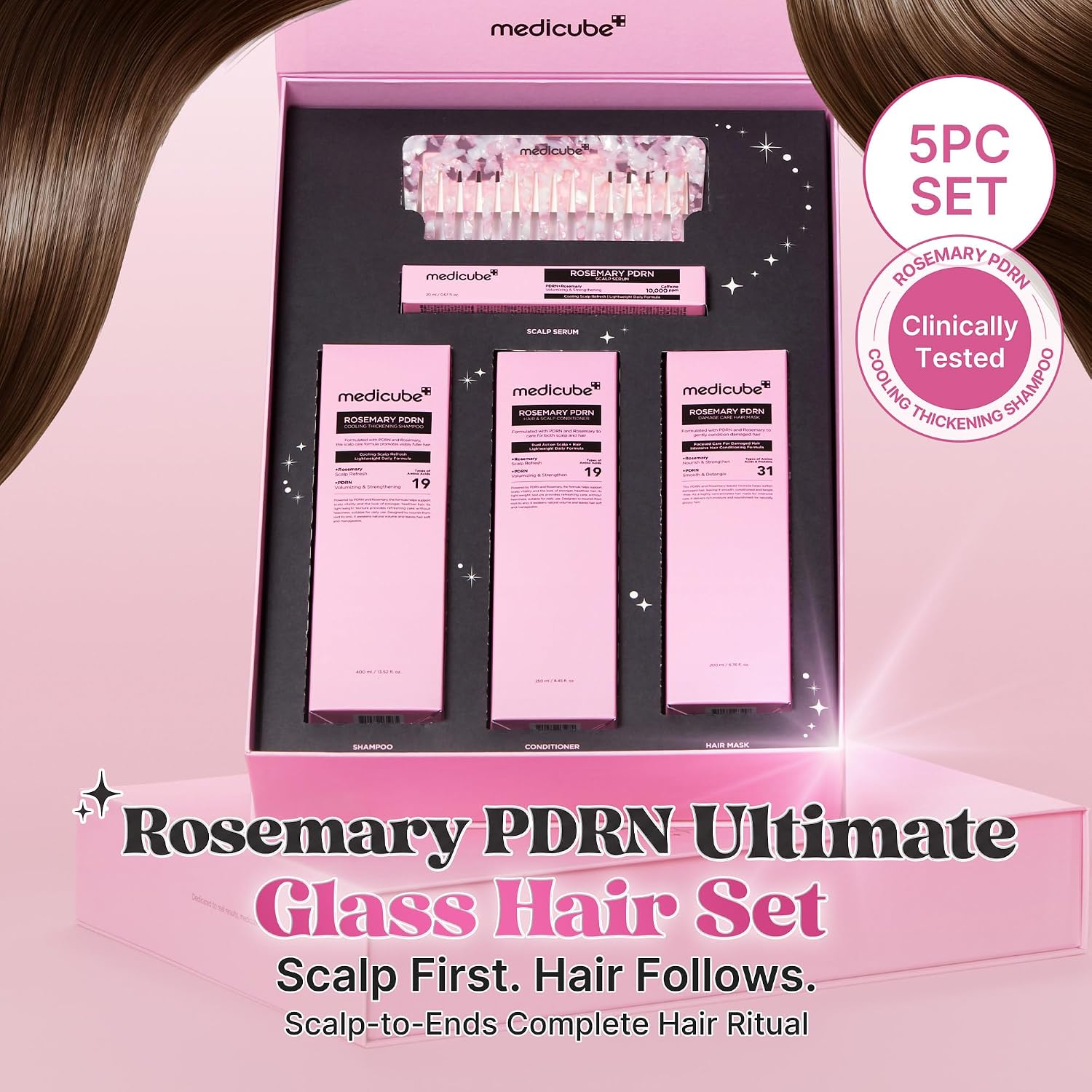 SET DE CAPILAR MEDICUBE ROSEMARY PDRN GLASS HAIR 5 PIEZAS - 2