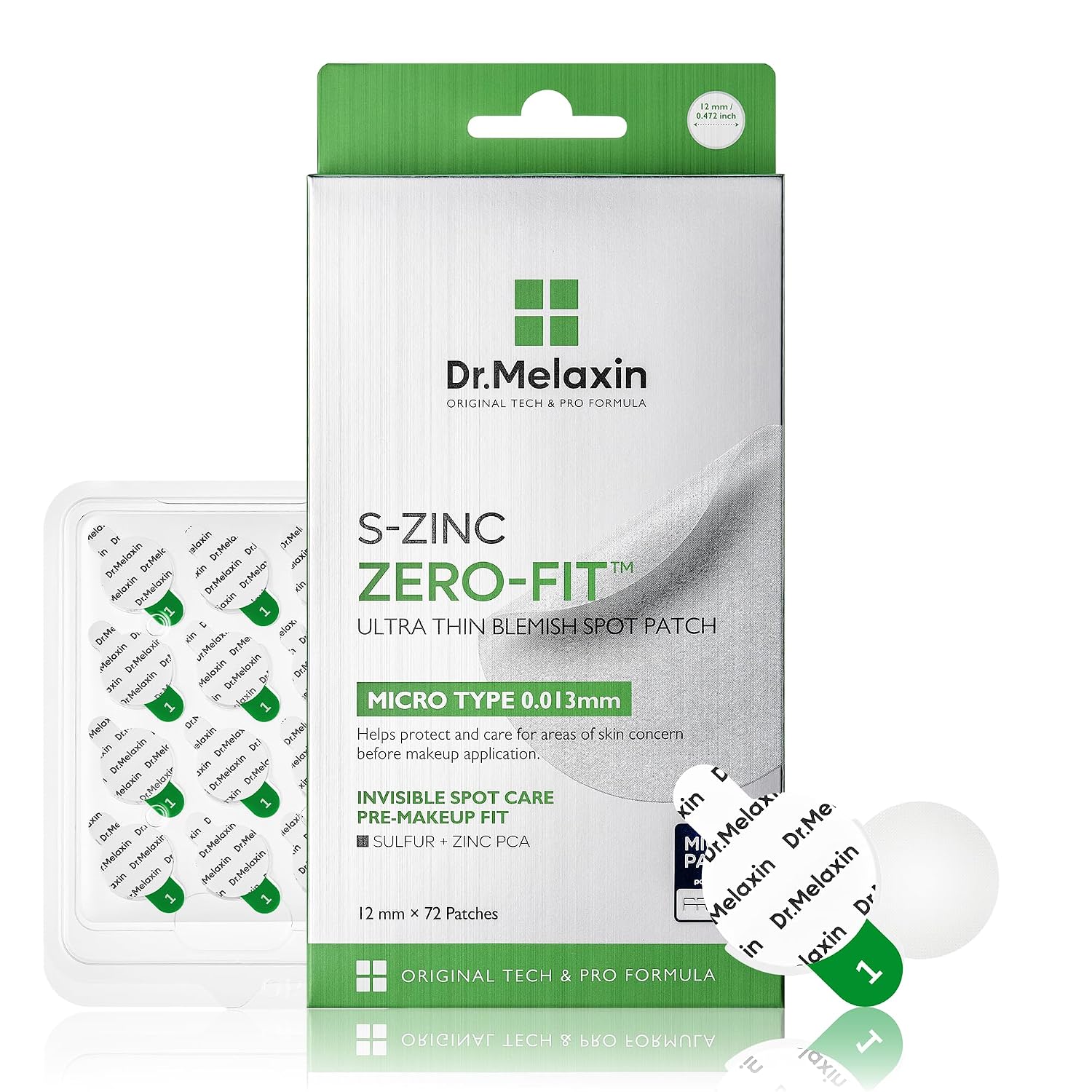 PARCHES PARA ACNÉ DR.MELAXIN S-ZINC ZERO-FIT INVISIBLES ULTRA DELGADOS 72 UNIDADES - 1