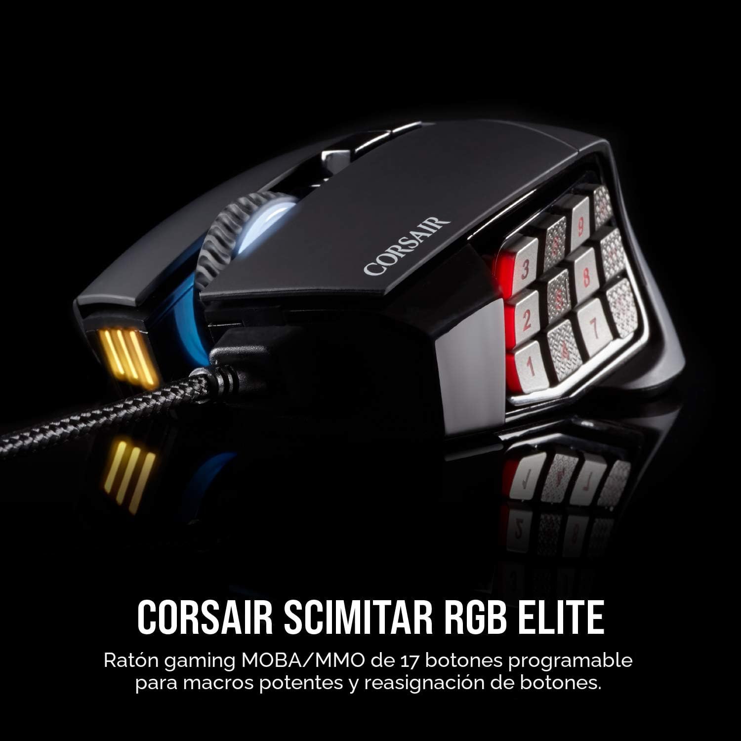 MOUSE CORSAIR SCIMITAR RGB ELITE WIRED GAMING NEGRO - 2