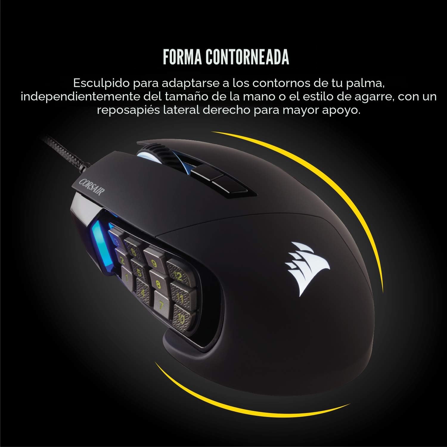 MOUSE CORSAIR SCIMITAR RGB ELITE WIRED GAMING NEGRO - 5