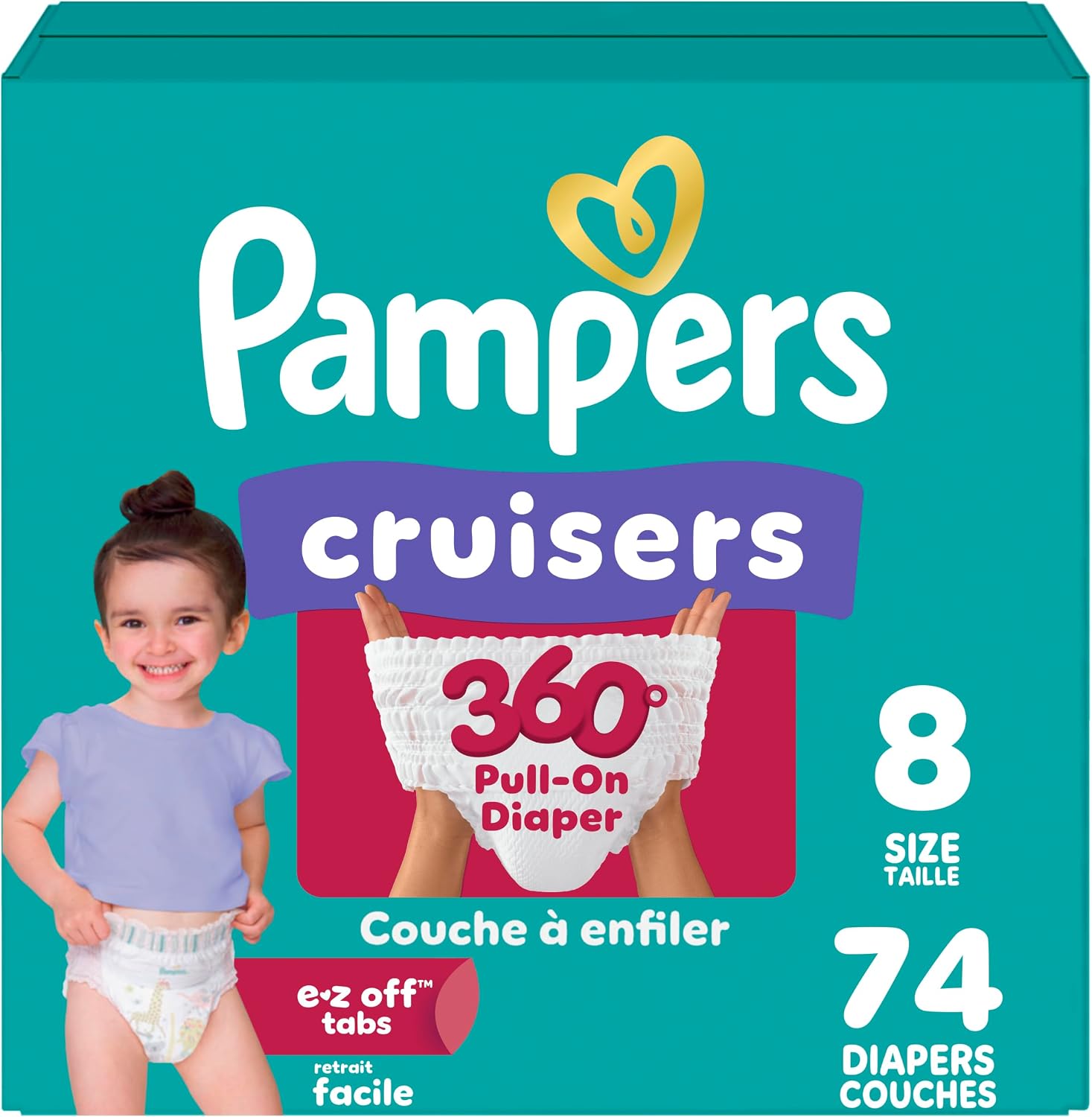 PAÑAL PAMPERS CRUISERS 360 TALLA 8 PAQUETE 74 UNIDADES - 1