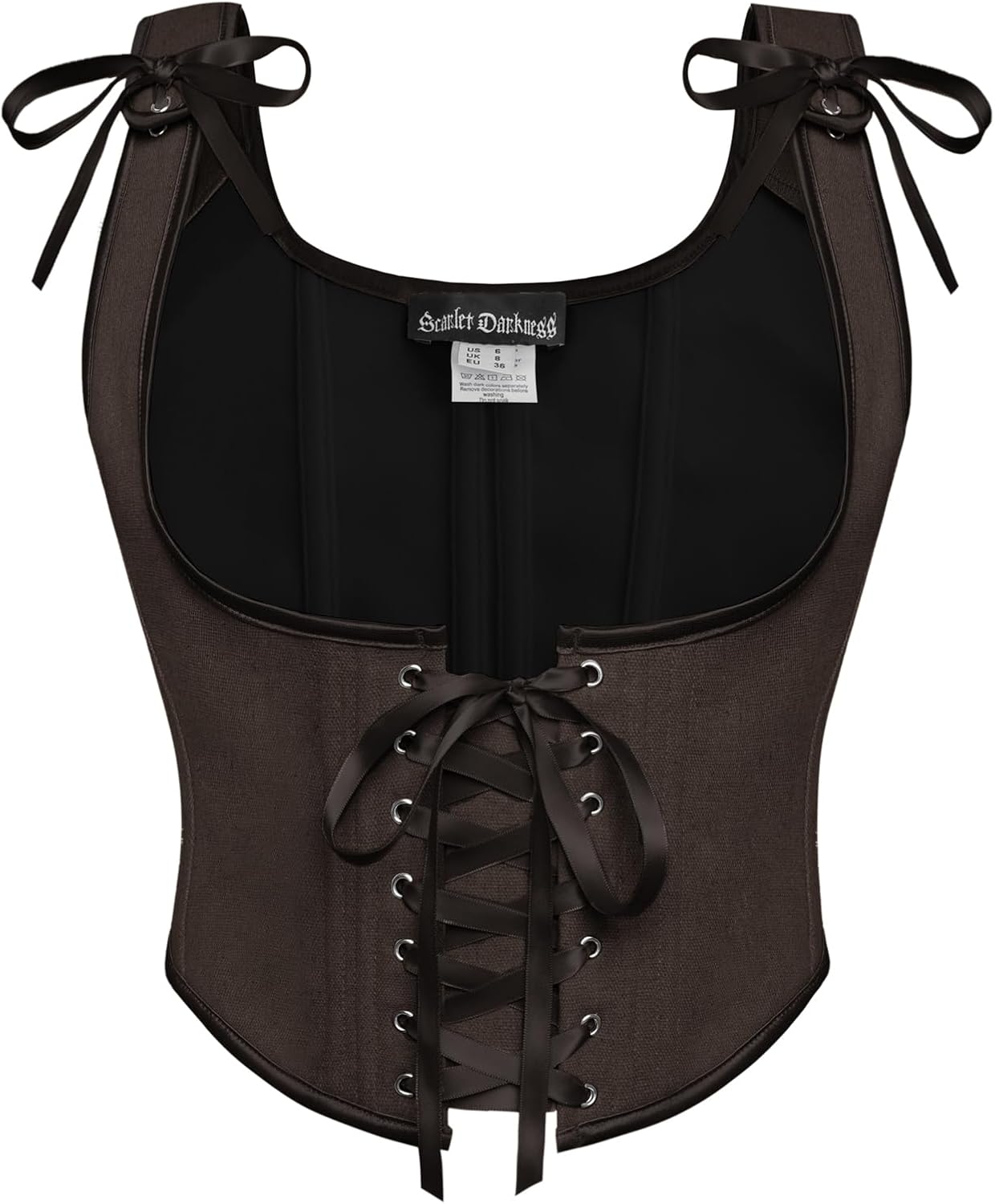 SOSTÉN CORSET SCARLET DARKNESS RENAISSANCE FAIRY PIRATE UNDERBUST MARRÓN - 1