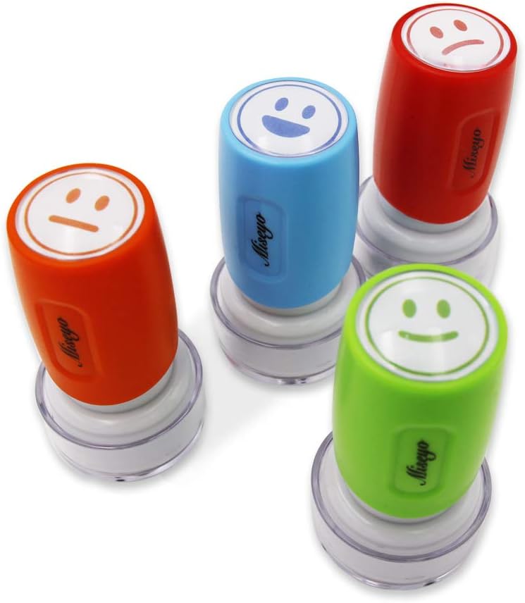 SET DE SELLOS DE GOMA MISEYO TEACHER SELF-INKING 4 EMOCIONES COLORIDAS - 3