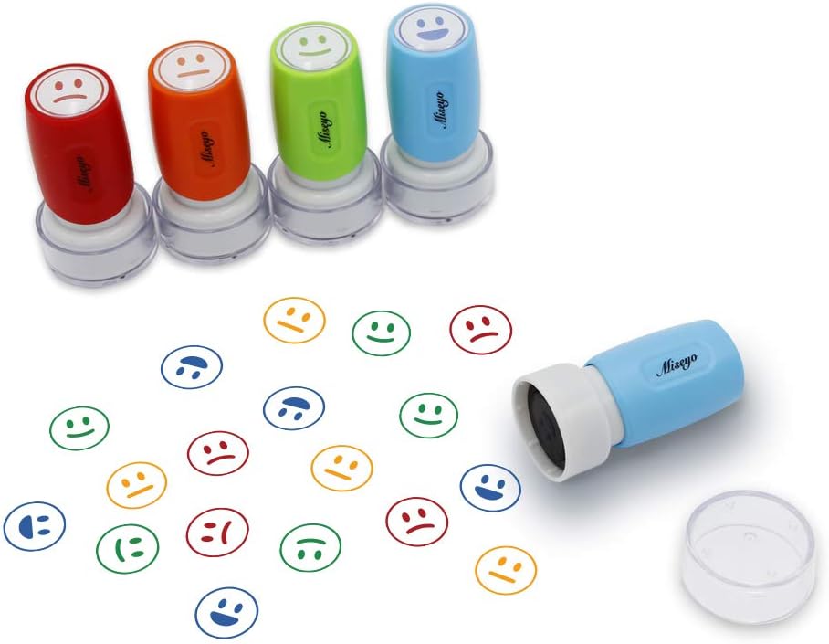 SET DE SELLOS DE GOMA MISEYO TEACHER SELF-INKING 4 EMOCIONES COLORIDAS - 4