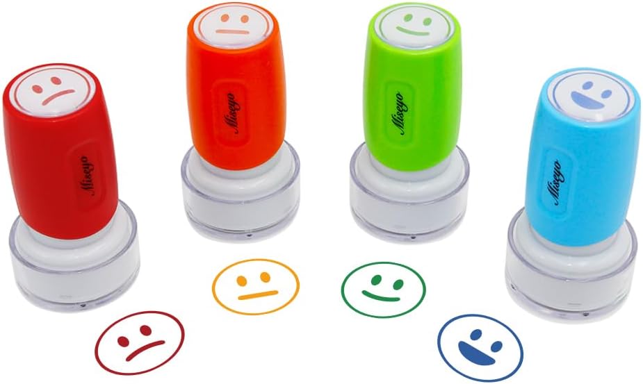 SET DE SELLOS DE GOMA MISEYO TEACHER SELF-INKING 4 EMOCIONES COLORIDAS - 5