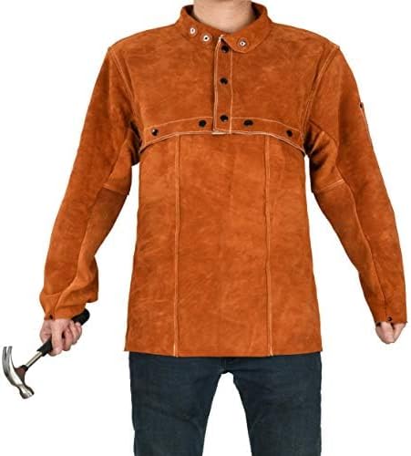 CAMISA DE CUERO PARA SOLDADOR LEASEEK MARRÓN - 2