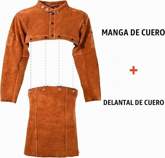 CAMISA DE CUERO PARA SOLDADOR LEASEEK MARRÓN - 3