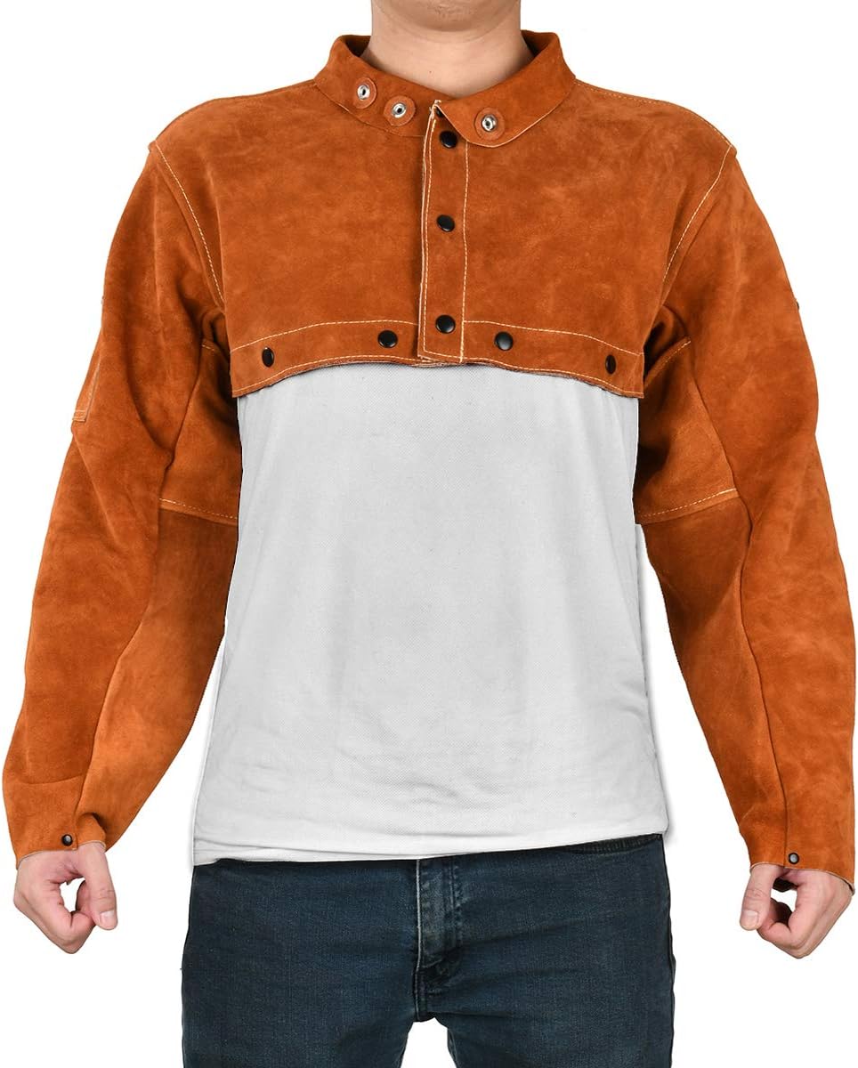 CAMISA DE CUERO PARA SOLDADOR LEASEEK MARRÓN - 5