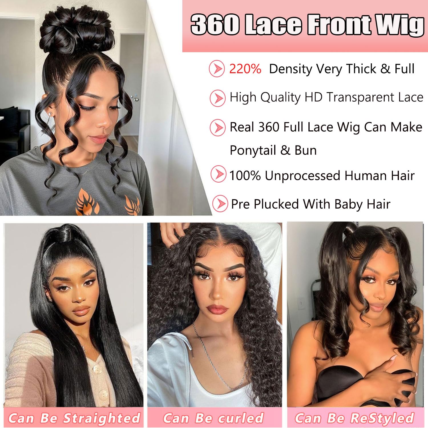 PELUCA 360 LACE FRONT CABELLO HUMANO ONDA BODY 20 PULGADAS DENSIDAD 220 - 4