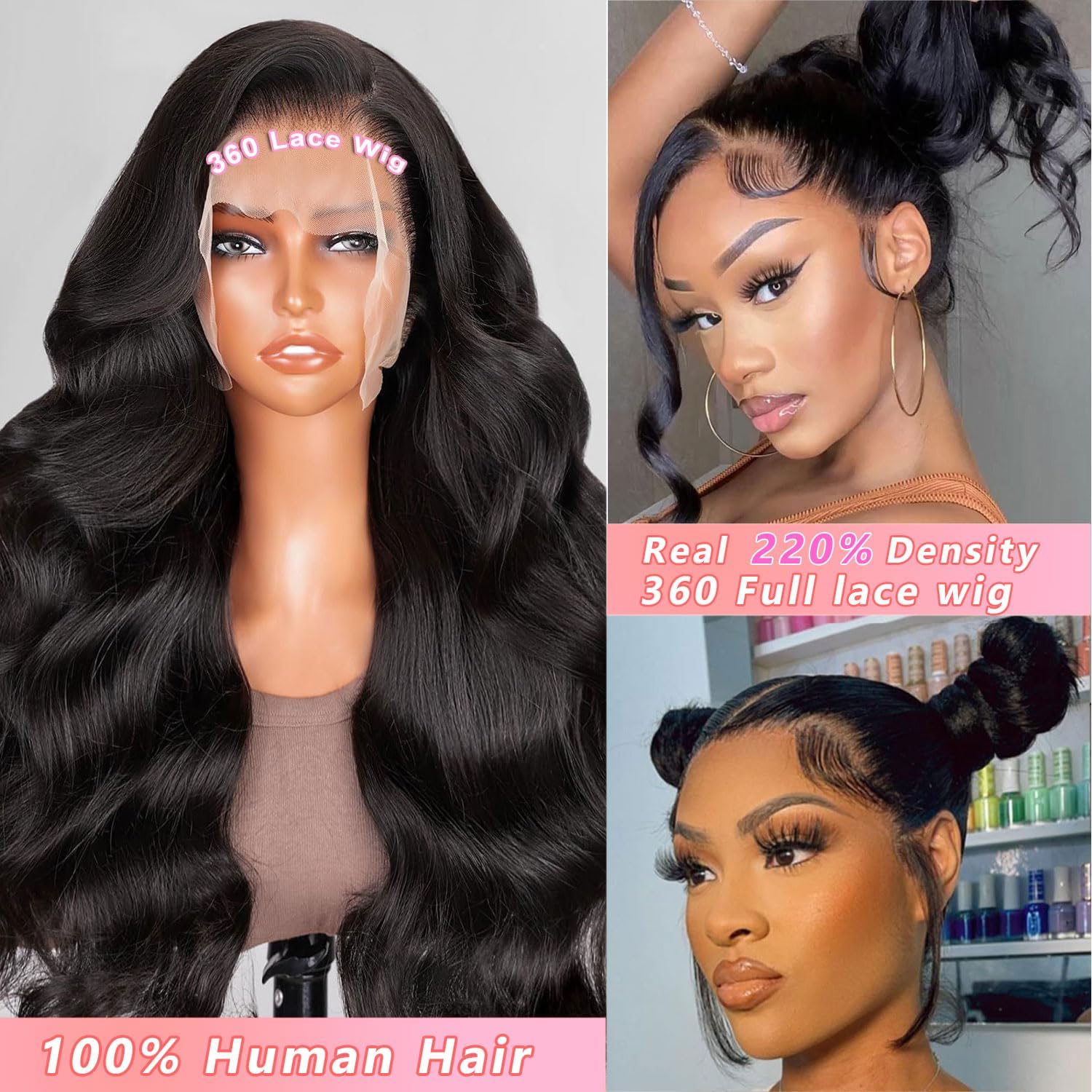 PELUCA 360 LACE FRONT BODY WAVE CABELLO HUMANO 18 PULGADAS DENSIDAD 220 - 2