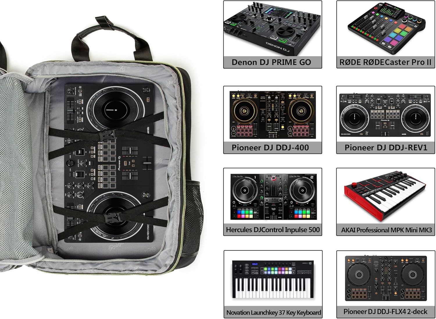 MOCHILA DJ RABJEN PARA EQUIPOS PIONEER DDJ-REV1 Y CONTROLADORES - 3