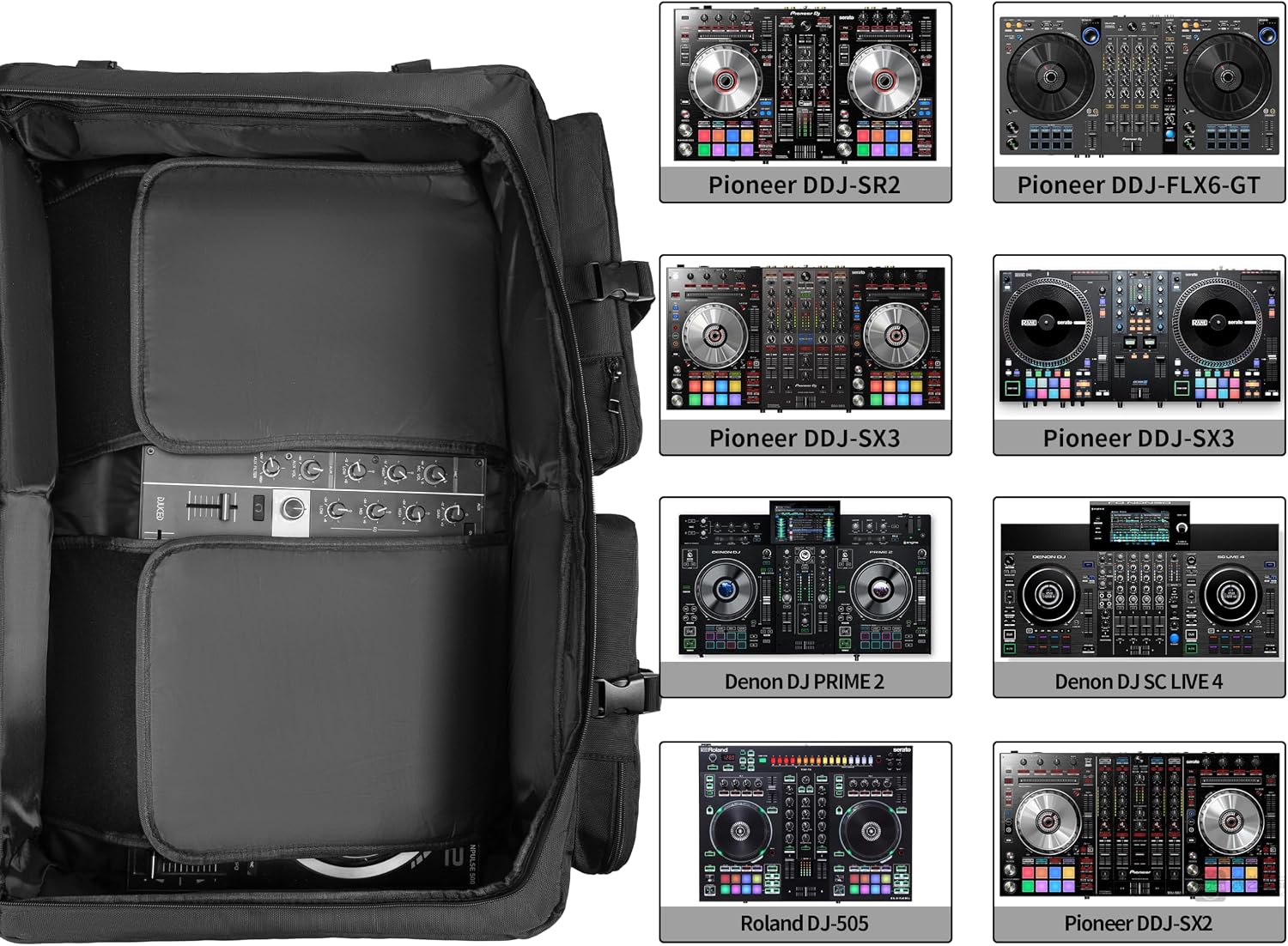 MOCHILA DJ RABJEN PARA MEZCLADORES PIONEER DDJ-SR2, DDJ-FLX6-GT Y RANE ONE - 2