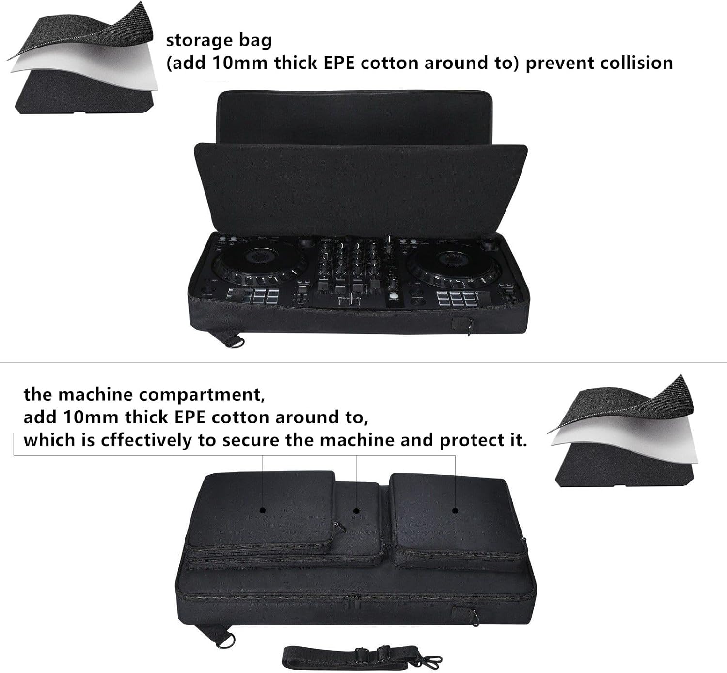 BOLSA DE ALMACENAMIENTO PARA EQUIPOS DJ PIONEER DDJ-FLX 6/SX/SX2/SX3 CON CORREA AJUSTABLE - 3