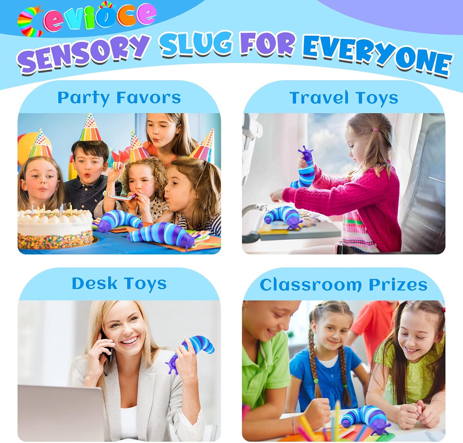 JUGUETE ANTIESTRÉS CEVIOCE SENSORY SLUG 4 PIEZAS - 5