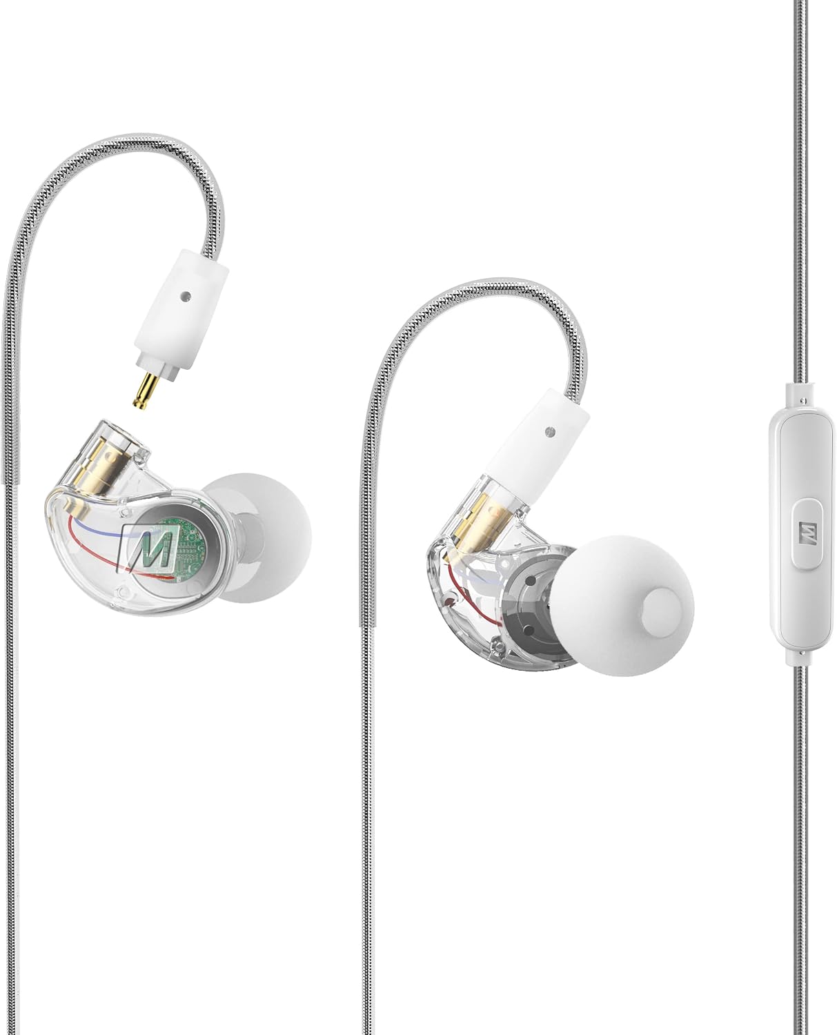 AURICULARES INTRAUDITIVOS MEE AUDIO M6 VR MULTIPLATAFORMA CON MICRÓFONO Y CABLES INTERCAMBIABLES COLOR TRANSPARENTE - 1