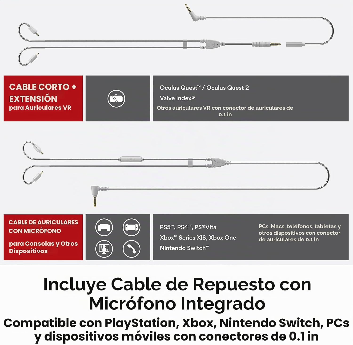 AURICULARES INTRAUDITIVOS MEE AUDIO M6 VR MULTIPLATAFORMA CON MICRÓFONO Y CABLES INTERCAMBIABLES COLOR TRANSPARENTE - 5