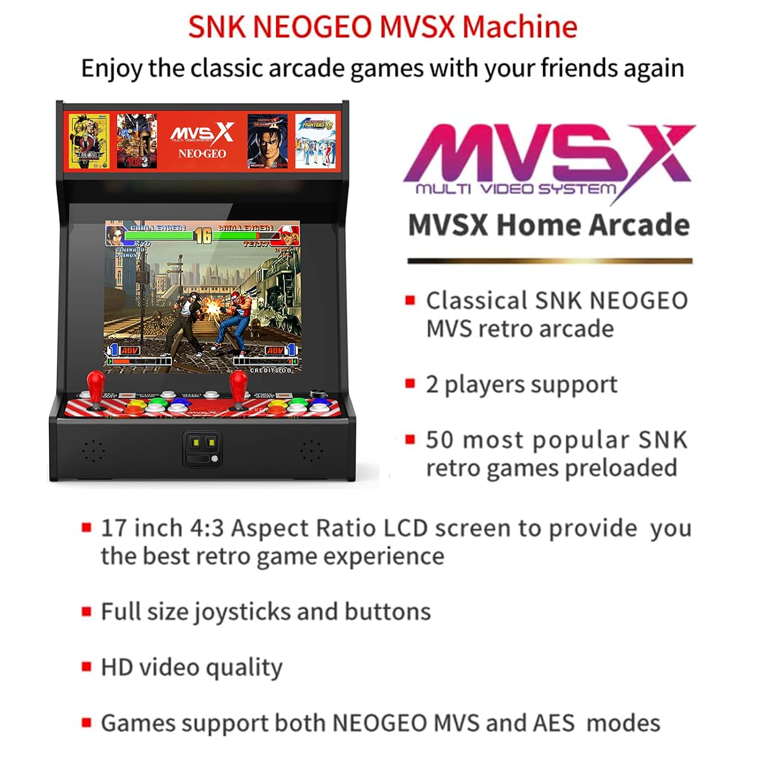 CONSOLA ARCADE UNICO MVSX CON 50 JUEGOS RETRO SNK PRECARGADOS - 4