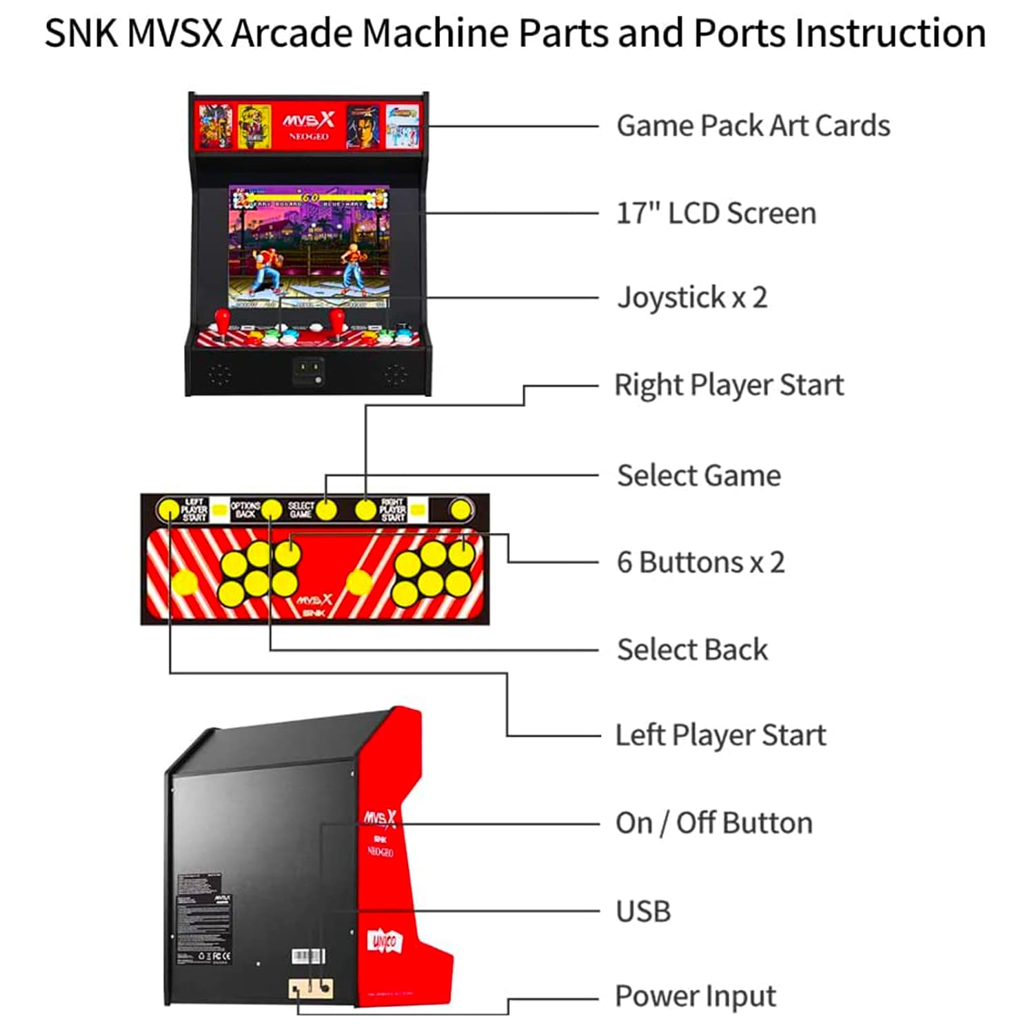 CONSOLA ARCADE UNICO MVSX CON 50 JUEGOS RETRO SNK PRECARGADOS - 5