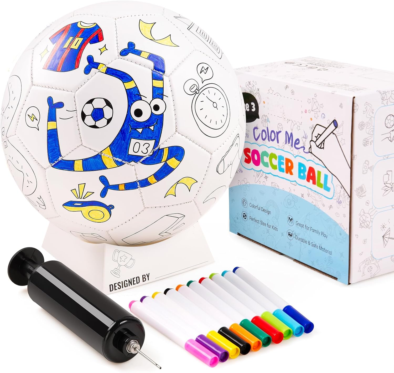 BALÓN DE FÚTBOL ZOOJOY COLOR YOUR OWN BLANCO MONSTRUO TALLA 3 - 1