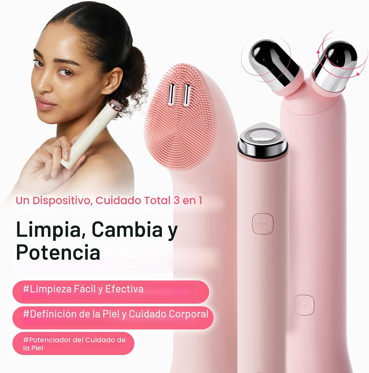 DISPOSITIVO FACIAL MEDICUBE MINI BOOSTER PRO PLUS CON CABEZAL LIMPIADOR Y RODILLO DE PRECISIÓN, BEIGE - 2