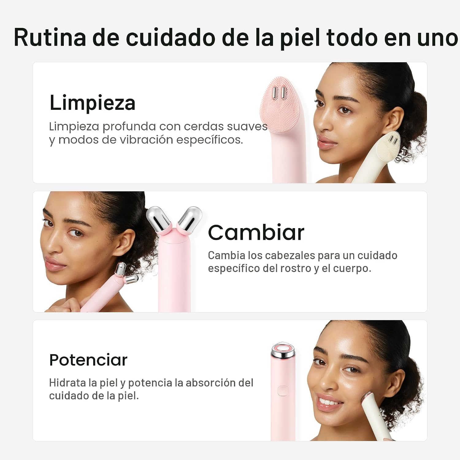 DISPOSITIVO FACIAL MEDICUBE MINI BOOSTER PRO PLUS CON CABEZAL LIMPIADOR Y RODILLO DE PRECISIÓN, BEIGE - 3