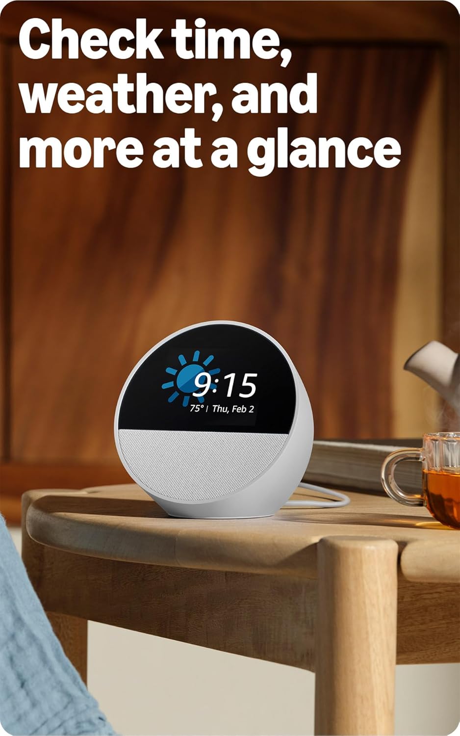 AMAZON ECHO SPOT RELOJ DESPERTADOR INTELIGENTE BLANCO GLACIAR - 4