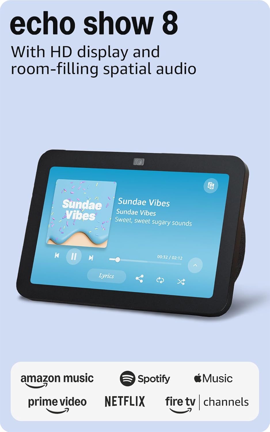 AMAZON ECHO SHOW 8 CON AUDIO ESPACIAL, HUB INTELIGENTE, CHARCOAL - 1