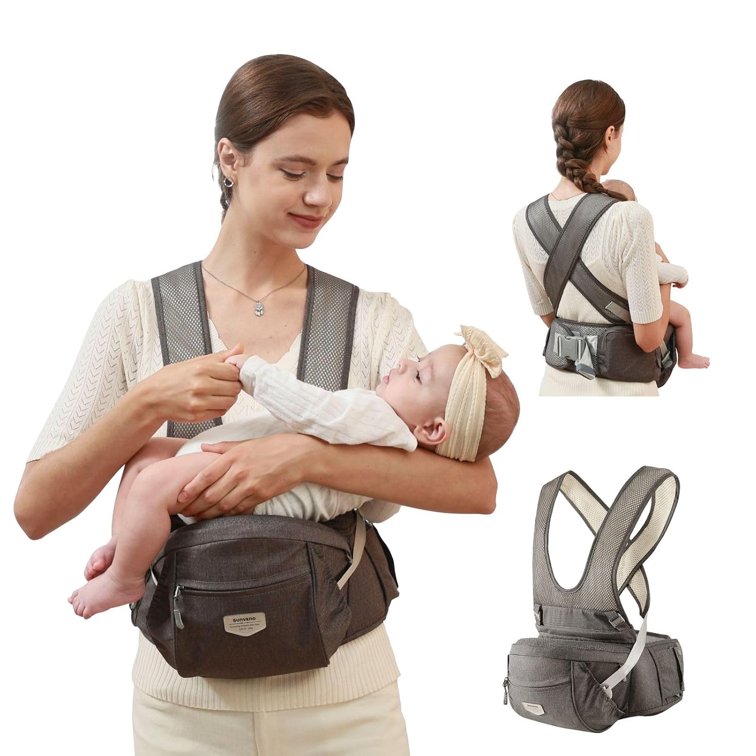 MOCHILA PORTABEBÉ SUNVENO HIP SEAT CON CORREAS PARA HOMBRO - 1