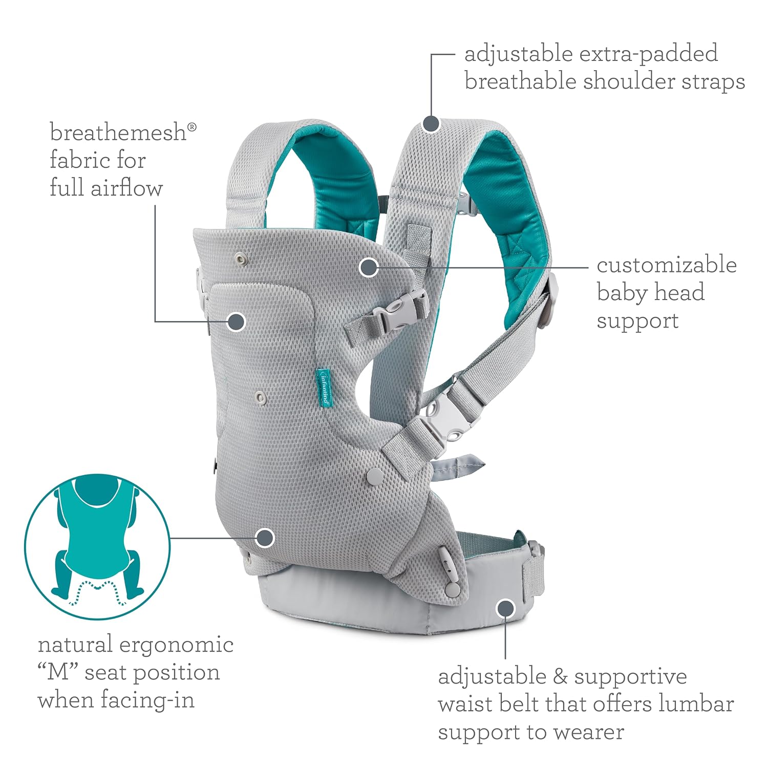 MOCHILA PORTABEBÉ INFANTINO FLIP 4-EN-1 ERGONÓMICA - 5