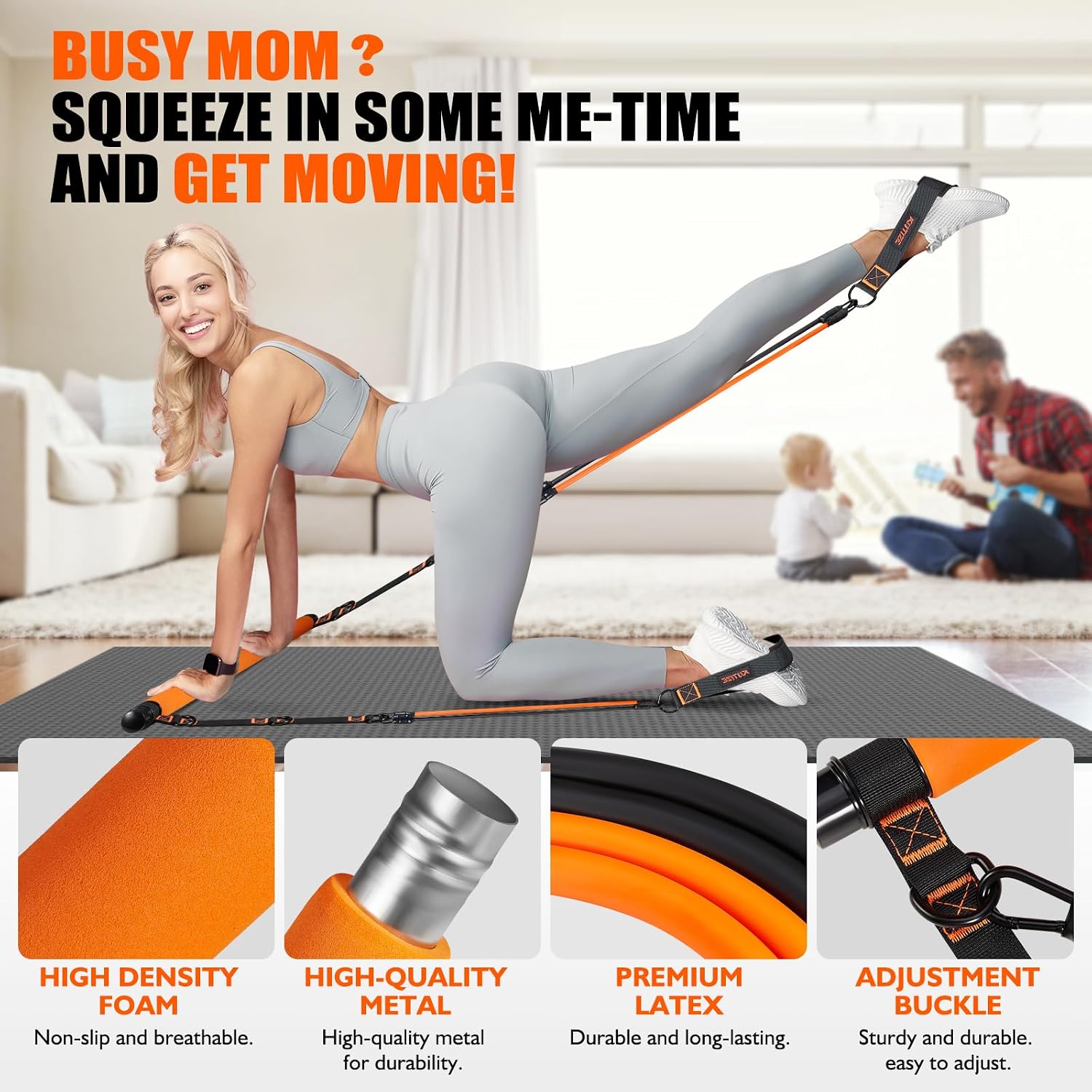 BARRA DE PILATES KUTIZE CON BANDAS DE RESISTENCIA KIT COMPLETO - 3