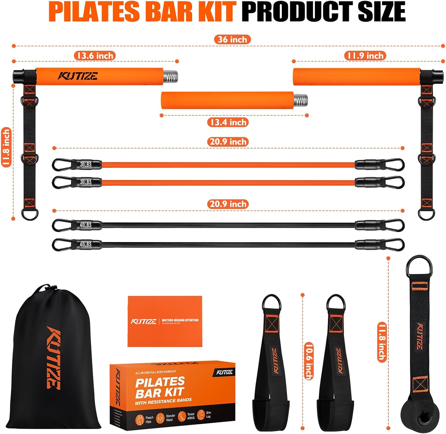 BARRA DE PILATES KUTIZE CON BANDAS DE RESISTENCIA KIT COMPLETO - 4