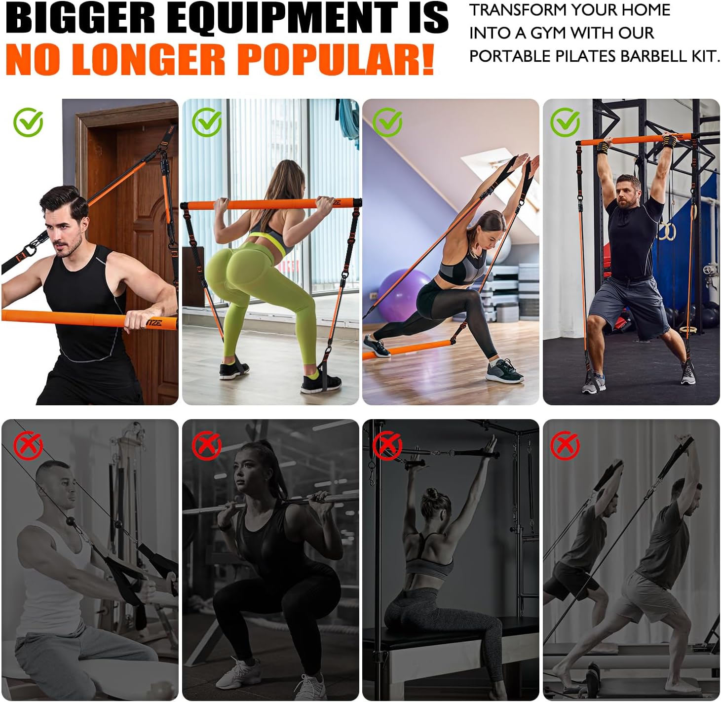 BARRA DE PILATES KUTIZE CON BANDAS DE RESISTENCIA KIT COMPLETO - 5