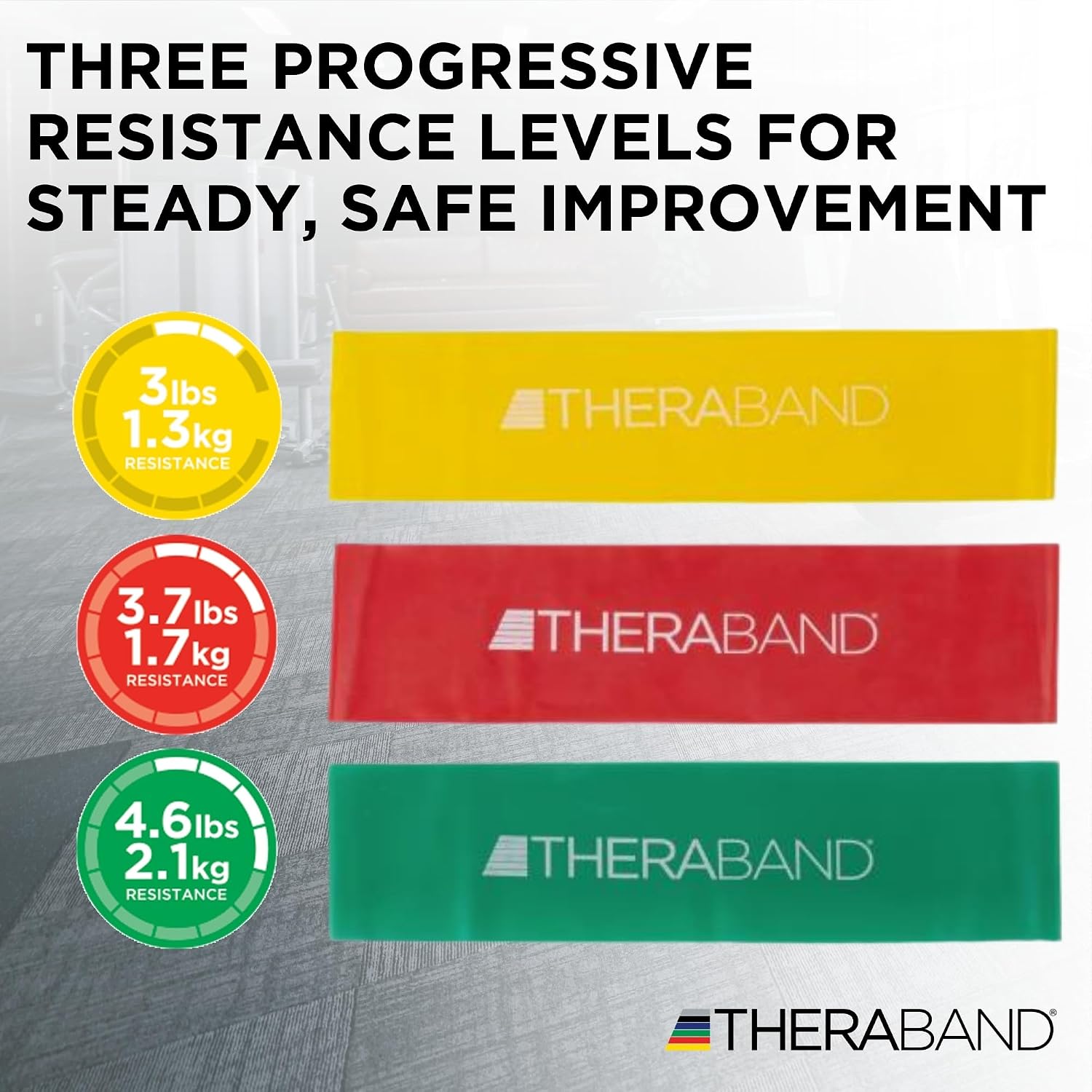 BANDAS ELÁSTICAS DE RESISTENCIA THERABAND SET 3 NIVELES - 2