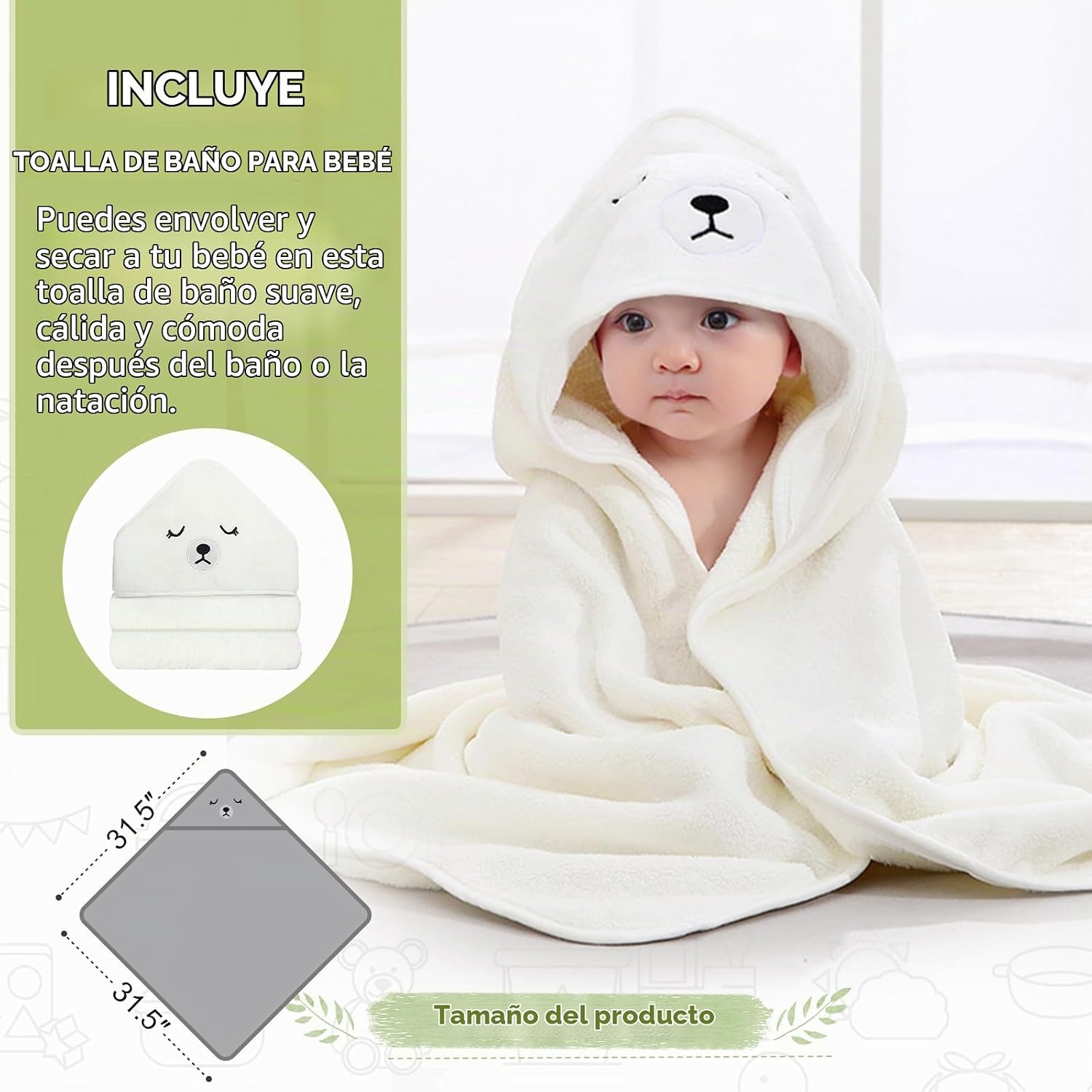 BAÑERA PLEGABLE MOREFEEL PARA BEBÉ CON TERMÓMETRO, TOALLA Y COJÍN FLOTANTE - 3