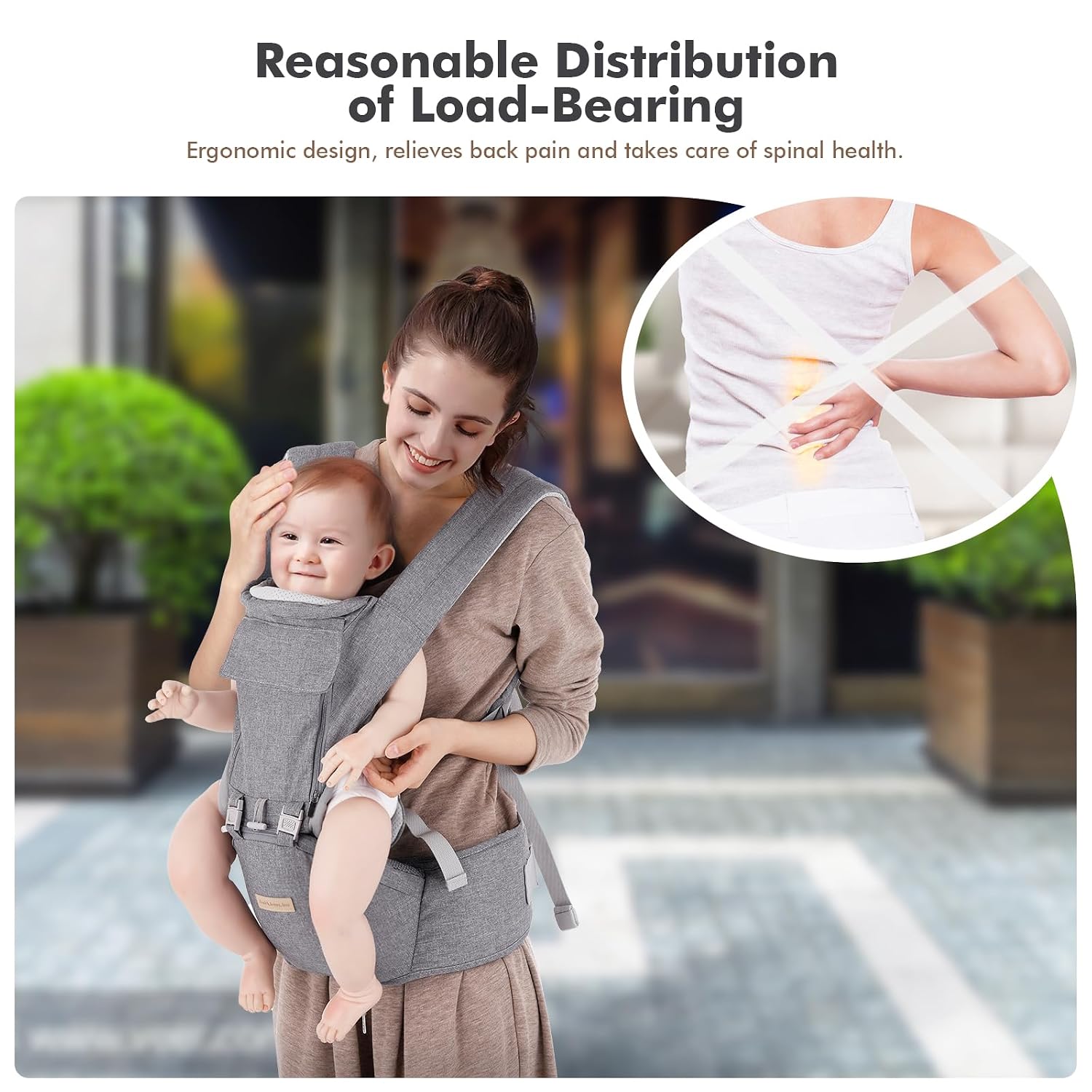 MOCHILA PORTABEBÉ KISDREAM 9 EN 1 GRIS ERGONÓMICO DE 3 A 36 MESES - 5
