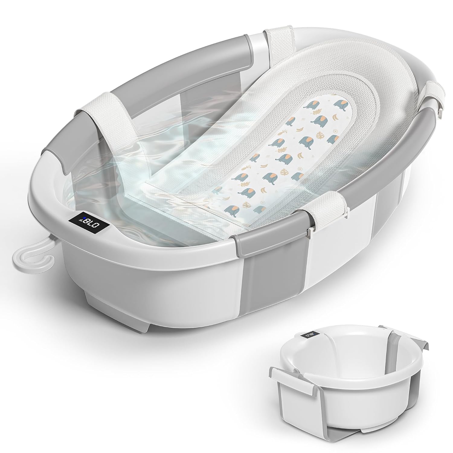 BAÑERA PLEGABLE HIMOLD PARA BEBÉ RECIÉN NACIDO A NIÑO PEQUEÑO 0-36 MESES GRIS - 1