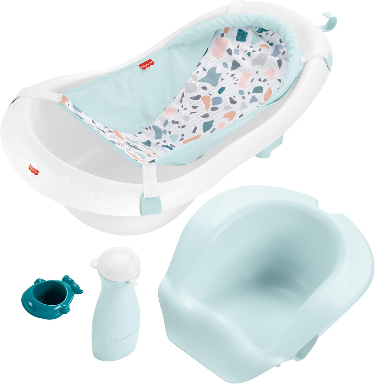 BAÑERA FISHER-PRICE BABY TO TODDLER BATH 4-IN-1 SLING 'N SEAT TUB PACIFIC PEBBLE - 1