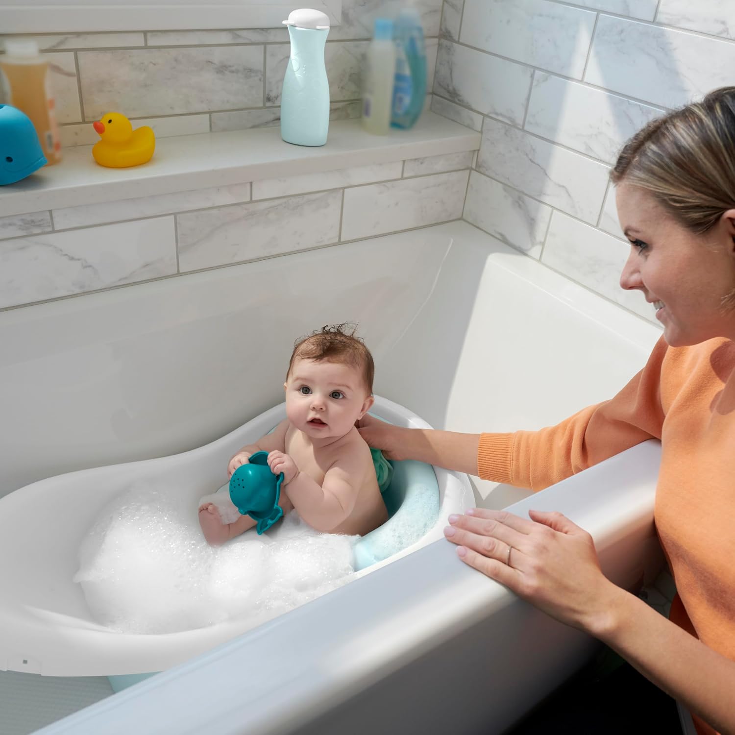 BAÑERA FISHER-PRICE BABY TO TODDLER BATH 4-IN-1 SLING 'N SEAT TUB PACIFIC PEBBLE - 3
