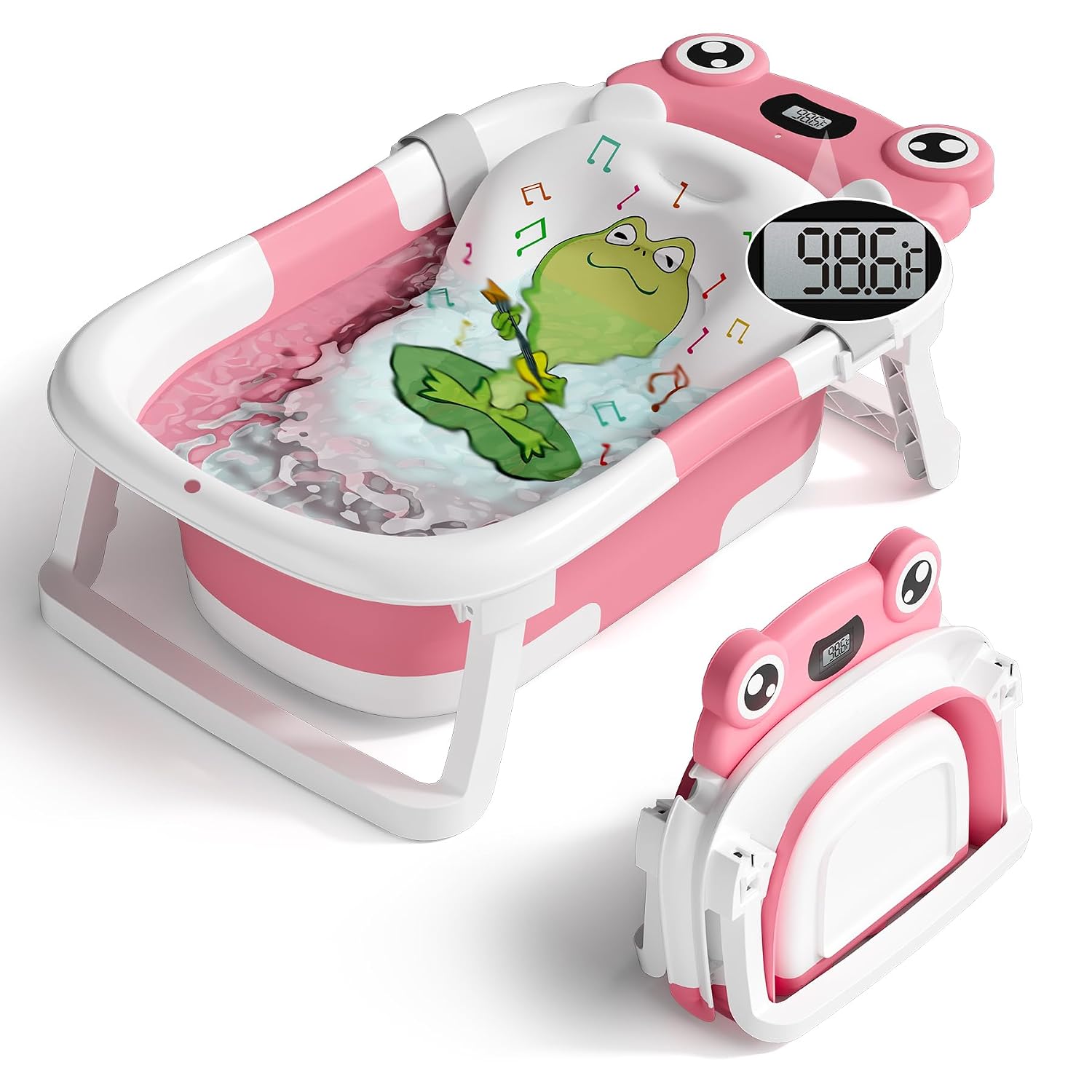 BAÑERA BUNWAG PLEGABLE PARA BEBÉ RECIÉN NACIDO A NIÑO PEQUEÑO ROSA - 1