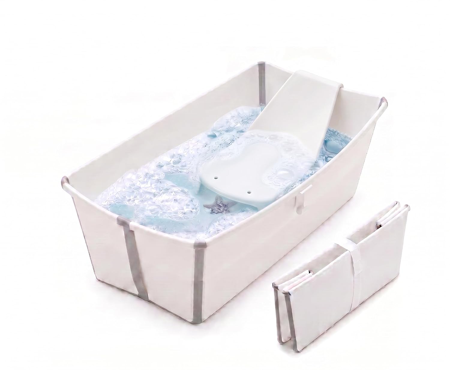 BAÑERA STOKKE FLEXI BATH BUNDLE PLEGABLE CON SOPORTE PARA RECIÉN NACIDO BLANCO GRIS - 1