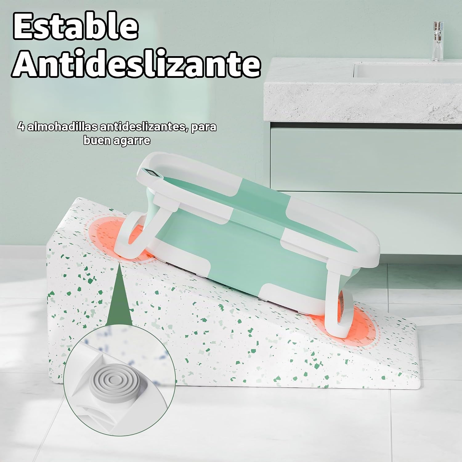 BAÑERA PLEGABLE IBABYMAX CON TERMÓMETRO DIGITAL 0-36 MESES TURQUESA - 4