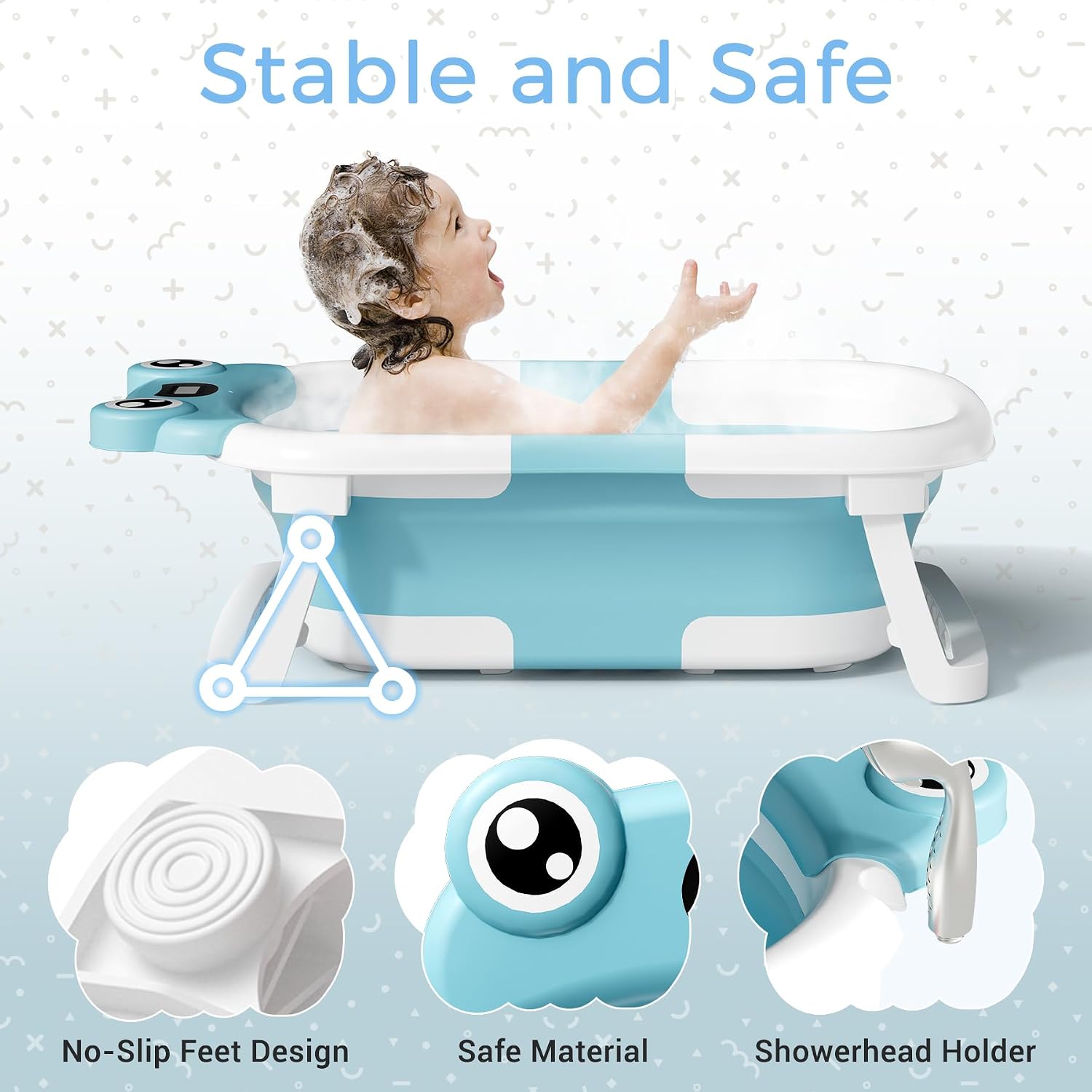 BAÑERA PARA BEBÉ BUNWAG CLASSIC PLEGABLE CON COJÍN SUAVE Y PATAS ANTIDESLIZANTES - 2